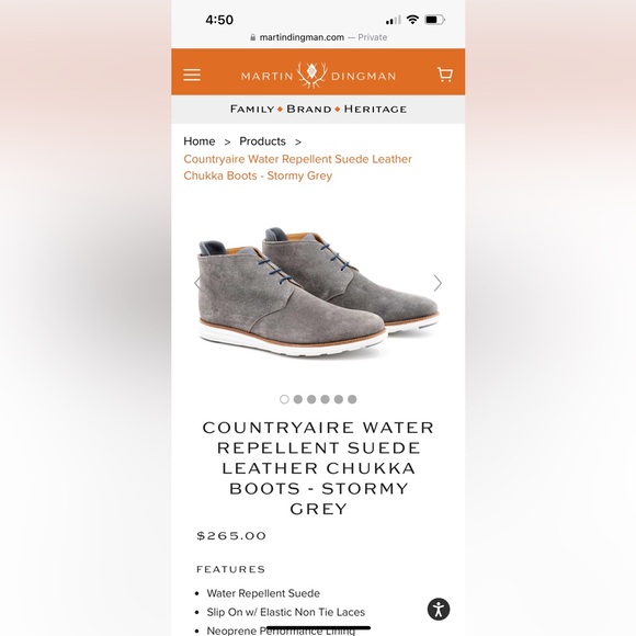 Martin Dingman Countryaire Chukka (size 10) in Stormy